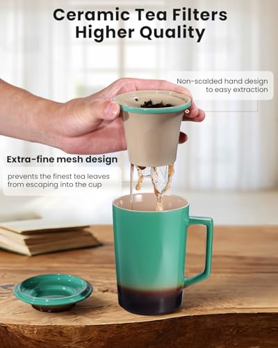 15 oz Ceramic Tea Infuser Cup with Lid