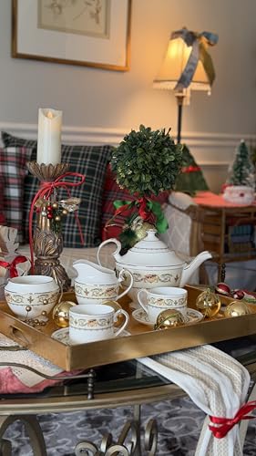 7 Pieces Porcelain Bone China Tea Sets Gold Rim Coffee Set British Tea Cups and Saucers