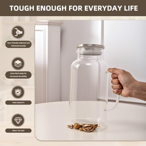 1 Gallon 3.8L Glass Pitcher with Lid and Spout