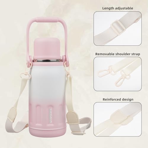 Stainless Steel Insulated Bottle with Handle & Strap