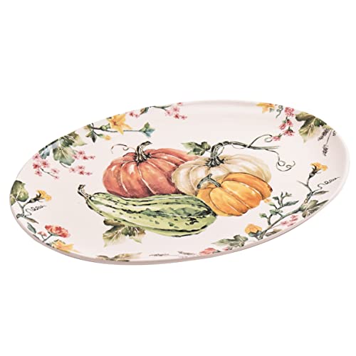 Pumpkin Feast Ceramic 16 inch Oval Platter