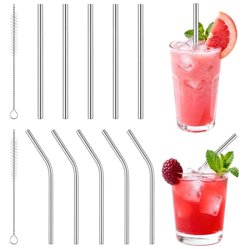 10Pcs Short Metal Straws (10 Count)