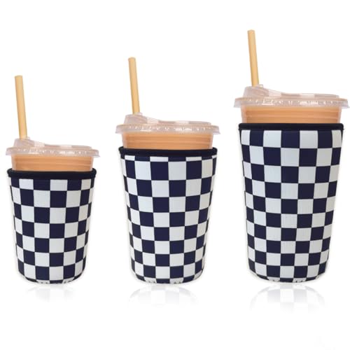 Reusable Insulated Neoprene Iced Coffee Cup Sleeve (3 Count)