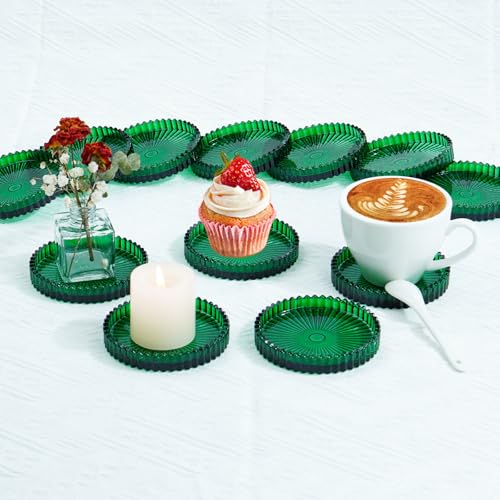 Crystal Glass Coaster 6 Pack Round Cup Drinks Coasters (12 Count)