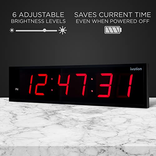Oversized Digital Wall Clock with Large LED Display & Timer