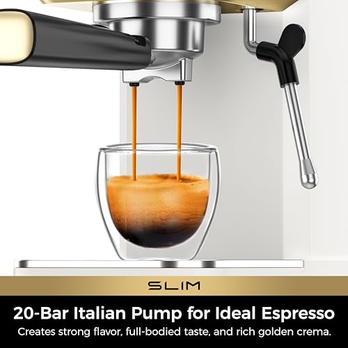 Slim Espresso Machine with Milk Frother for Home Latte