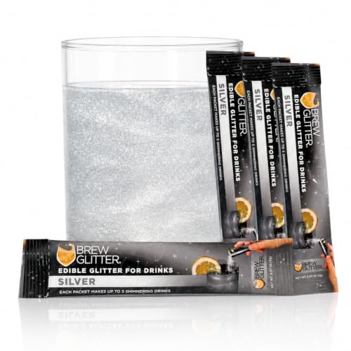 Brew Glitter Silver Edible Drink Glitter 4 x 2g Packets for Cocktails (4 Count)