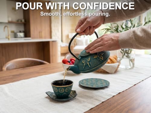 Green Butterfly Cast Iron Tea Set