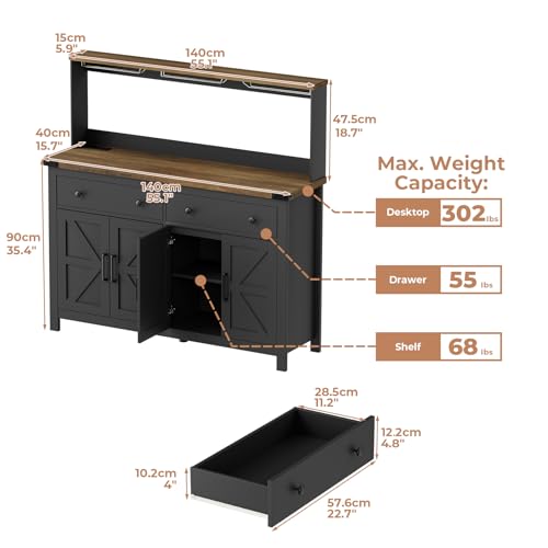 Hutch Storage Cabinet Buffet with Drawers