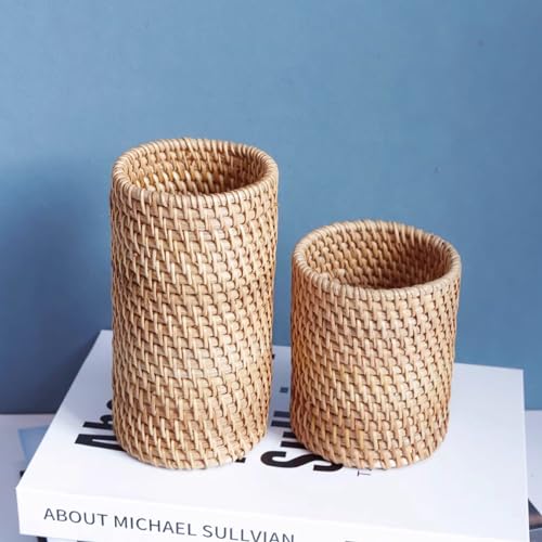 Handmade High Wall Rattan Pen Cup