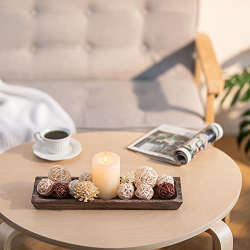 Decorative Wooden Tray Long Narrow Centerpiece Candle Holder