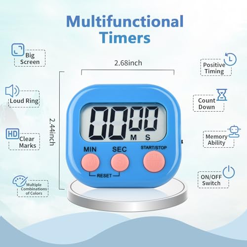 4 Pack Digital Kitchen Timer Magnetic Digital Timer with Big Display Loud Ring Cooking Timers for Kitchen Electronic Timer for Cooking (4 Count)