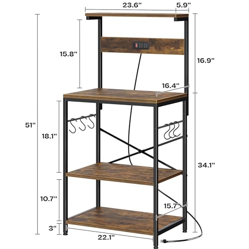 Kitchen Bakers Rack with Power Outlet