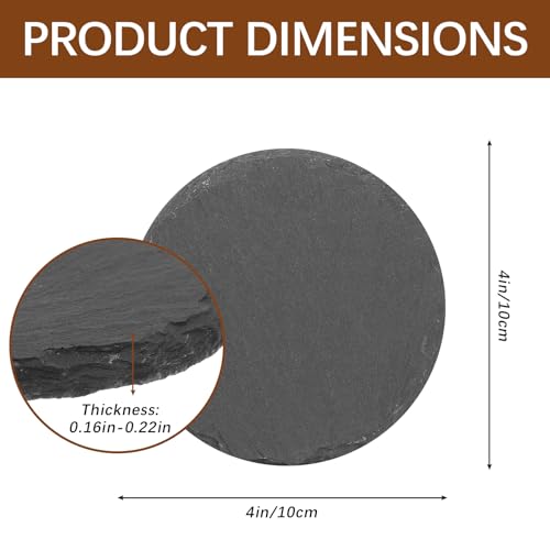 72 PCS Black Natural Slate Coasters Bulk Set 4 Inch Laser Engraving Blanks with Anti Scratch Bottoms for Home (72 Count)