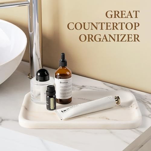 Marble Tray 12"x8" Marble Vanity Tray for Countertop Bathroom Kitchen Dresser