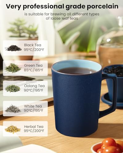 15 oz Ceramic Tea Infuser Cup with Lid