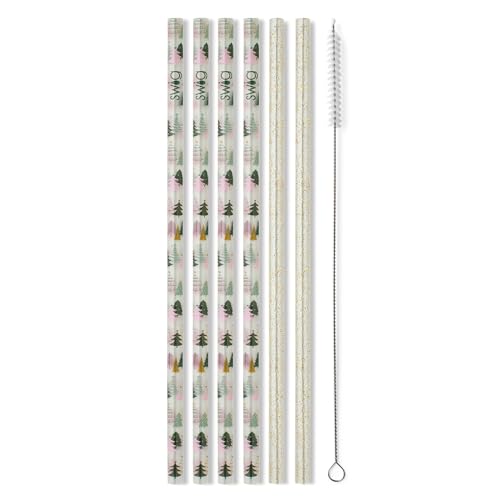 Pack of 6 Reusable Plastic Straws with Cleaning Brush (6 Count)