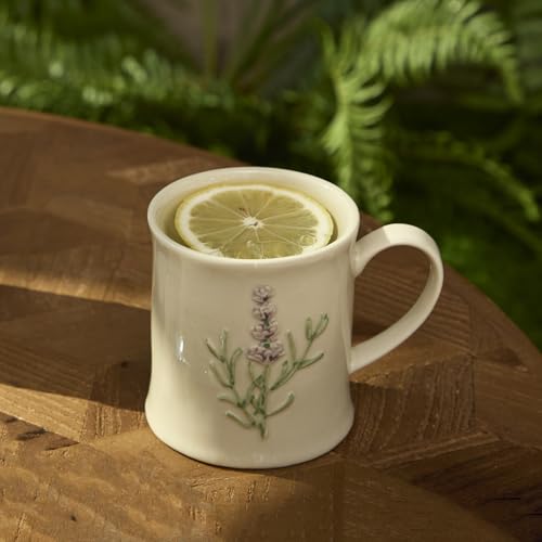 Artisanal Handcrafted Ceramic Mug with Sage Botanical Design