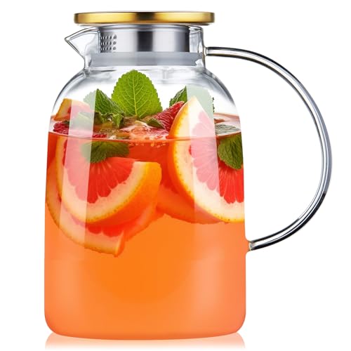 2L 68OZ Glass Pitcher with Lid and Spout