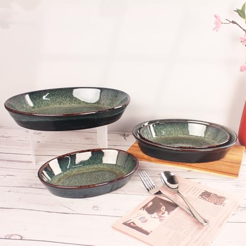 Oval 9.5 x 7 Inch Ceramic Pie Pan Quiche Baking Dish Set of 2 (2 Count)