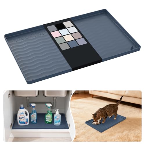 Waterproof Silicone Under Sink Mat 16'' x 10'' Shelf Liner for Kitchen and Bathroom