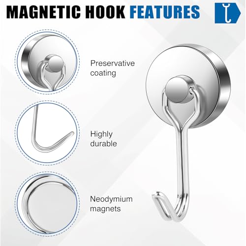 Magnetic Hooks Magnet Hook for Cruise Cabins Fridge 80LBS 6Pack (6 Count)