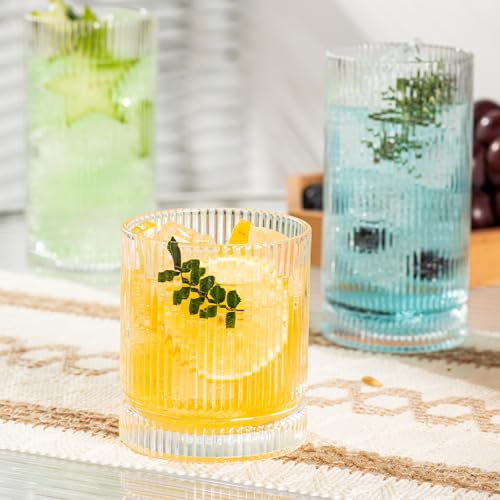 Ribbed Glass Cups Set (4 Count)
