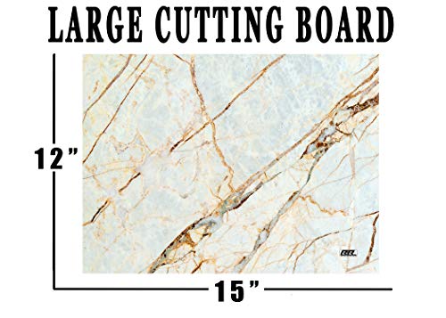 White Brown Marbled Stone Pattern Textured Marble Art Kitchen Glass Cutting Board Modern Decorative Gift Abstract Wavy Contrast Design