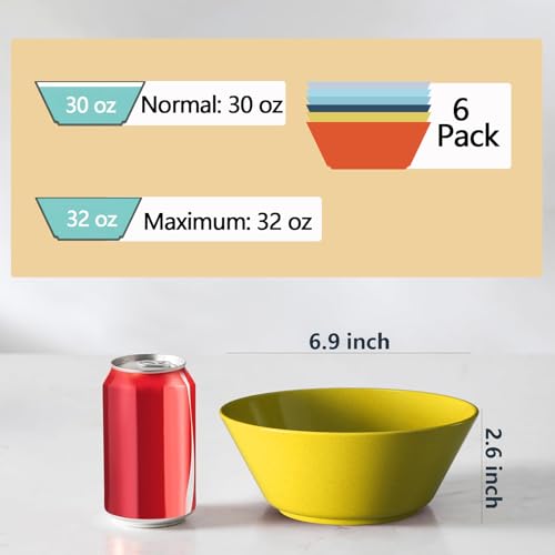 Unbreakable Large Cereal Bowls Set of 6