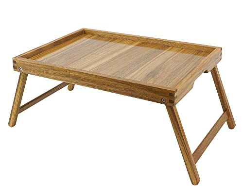 Acacia Bed Tray Table with Folding Legs