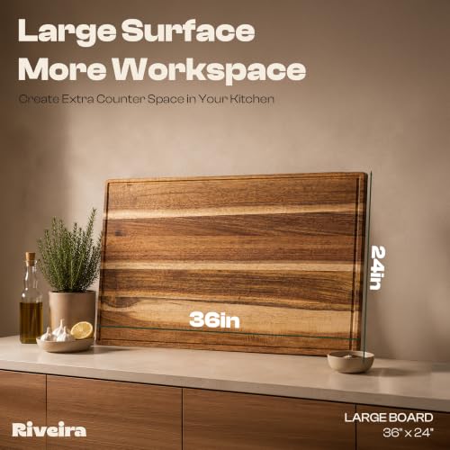 Extra Large Acacia Wood Cutting Board for Kitchen