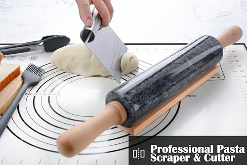 Marble Rolling Pin Set with Silicone Pastry Mat