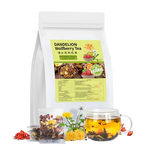 Dandelion Wolfberry Tea Natural Dandelion Herbal Tea Kidney & Liver Health (12 Count)
