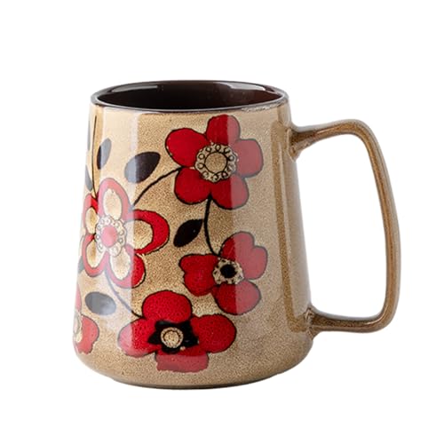 24 oz Extra Large Ceramic Coffee Mug Vintage Floral Cup with Handle