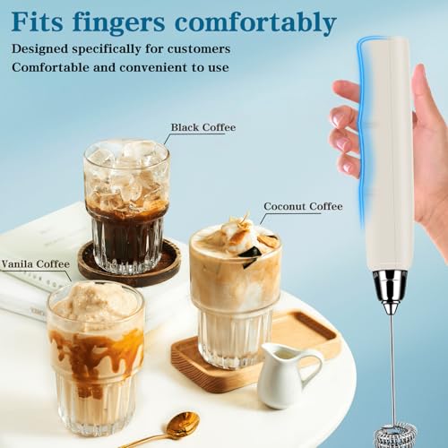 Milk Frother Wand Rechargeable Handheld Whisk Coffee 3 Speed Adjustable