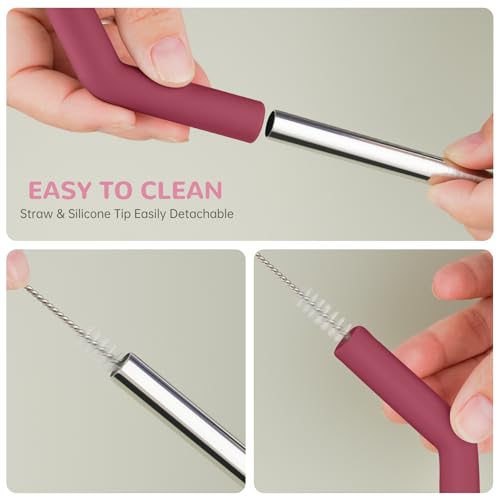 6PCS Stainless Steel Straws with Silicone Tip Fit for Stanley Cup (6 Count)