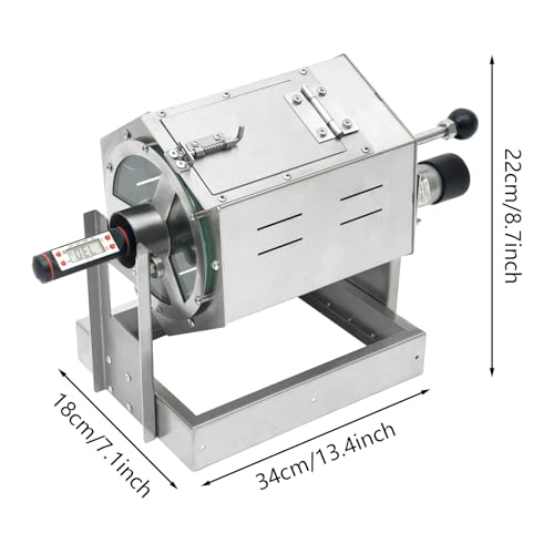 0.66 2.65lb Automatic Coffee Roaster Coffee Bean Roasting Machine Commercial Coffee Gas Roaster with Thermometer & Speed Controller Drum Type Gas Burner Require