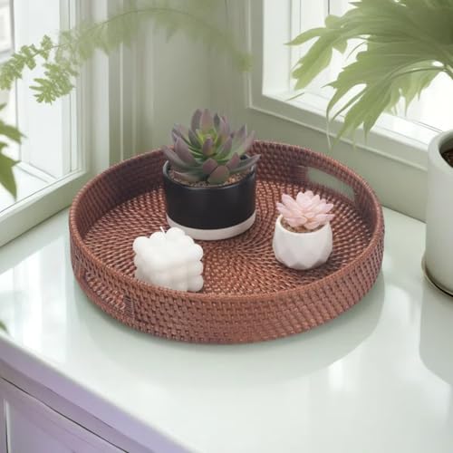 13.8 inch Round Rattan Tray