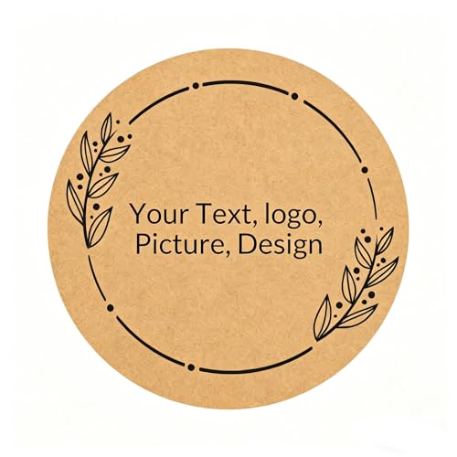 Custom Stickers Kraft Paper Labels Personalized Withe Text (100 Count)