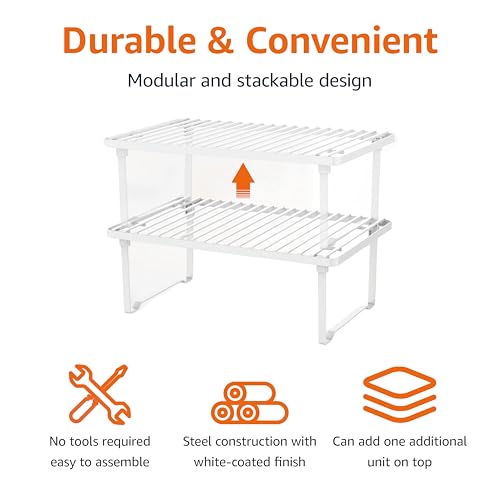 Space Saving Stackable Metal Kitchen Cabinet Organizer Shelves for Dishes