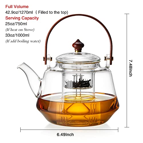 40oz Glass Teapot with Anti