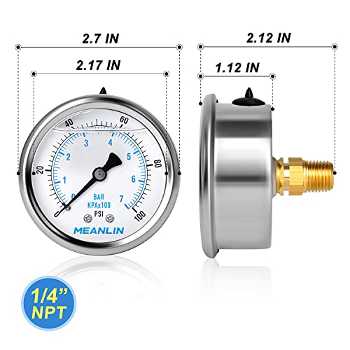 0~100Psi Stainless Steel 1 (2 Count)