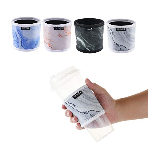 Reusable Coffee Mug Sleeve Cover Coffee Cup Sleeve Cover Heat Resistant Neoprene Insulator Sleeve for Coffee Tea Hot Cold Beverage (4 Count)