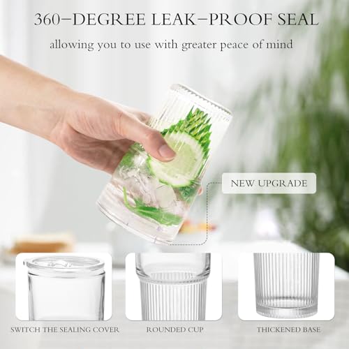 18.5oz Glass Cups with Lids and Straws (20 Count)