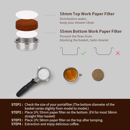 58mm Espresso Paper Filters Fits 58mm Portafilter Baskets (500 Count)