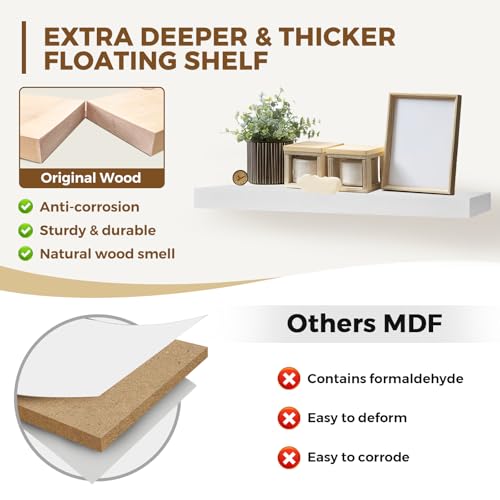 Solid Wood Floating Shelves (2 Count)