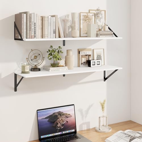 White Deep Floating Shelves for Wall (2 Count)