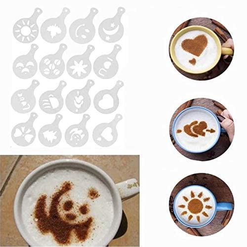 16 Pcs Foam Latte Art Stencils for Latte Cappuccino Coffee Decorating Tools (16 Count)