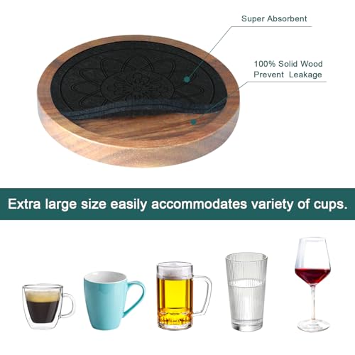 Wood Coasters for Drinks Set of 8