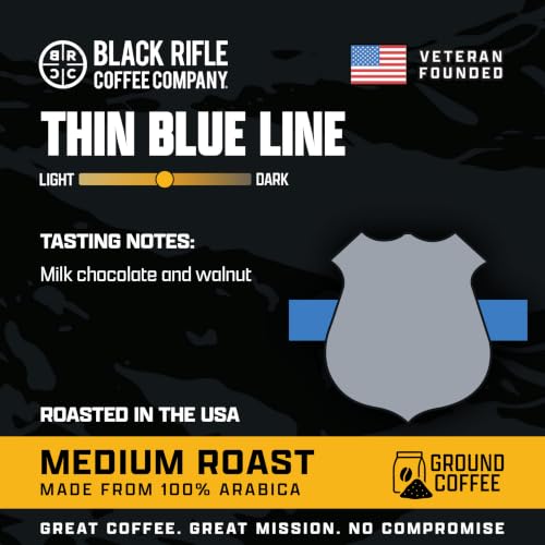 Black Rifle Coffee Medium Roast Ground Coffee Thin Blue Line 12 oz (12 Ounce)